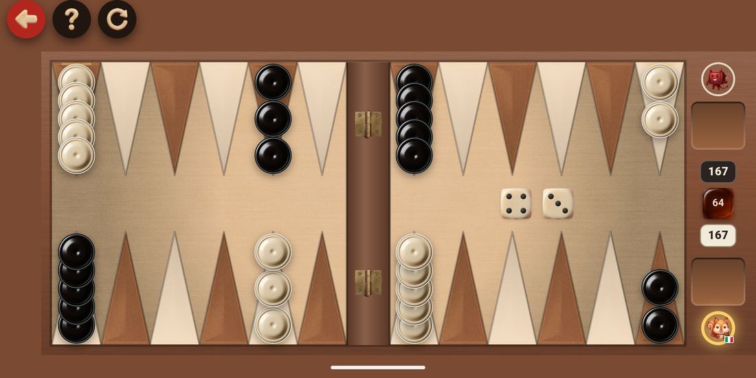 A game of backgammon in progress