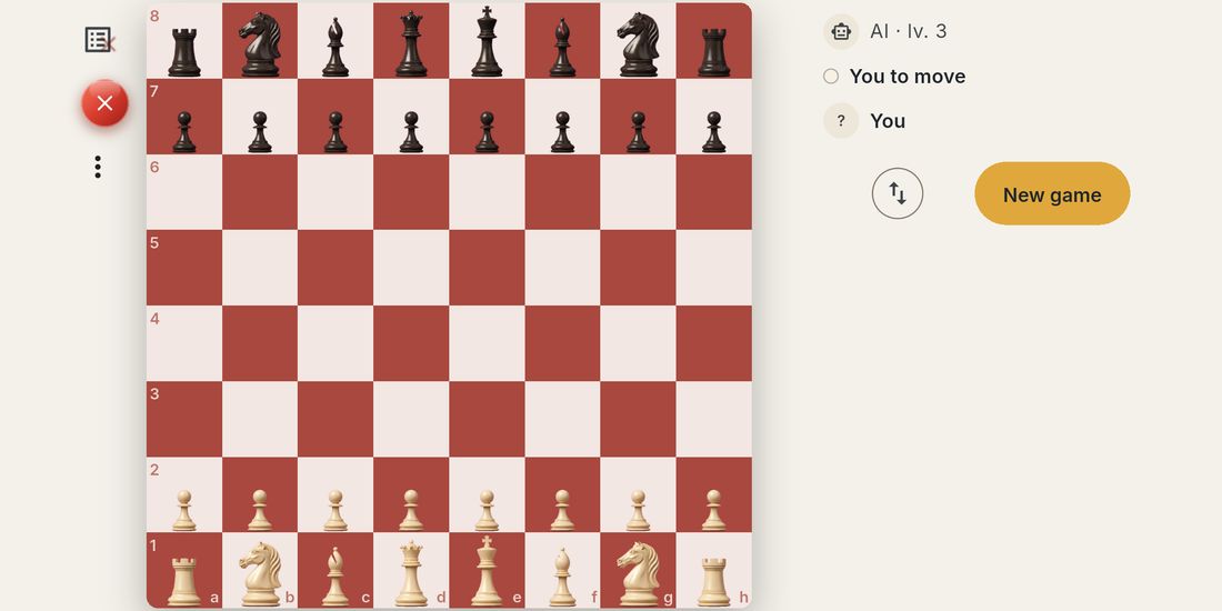 A game of chess against the computer